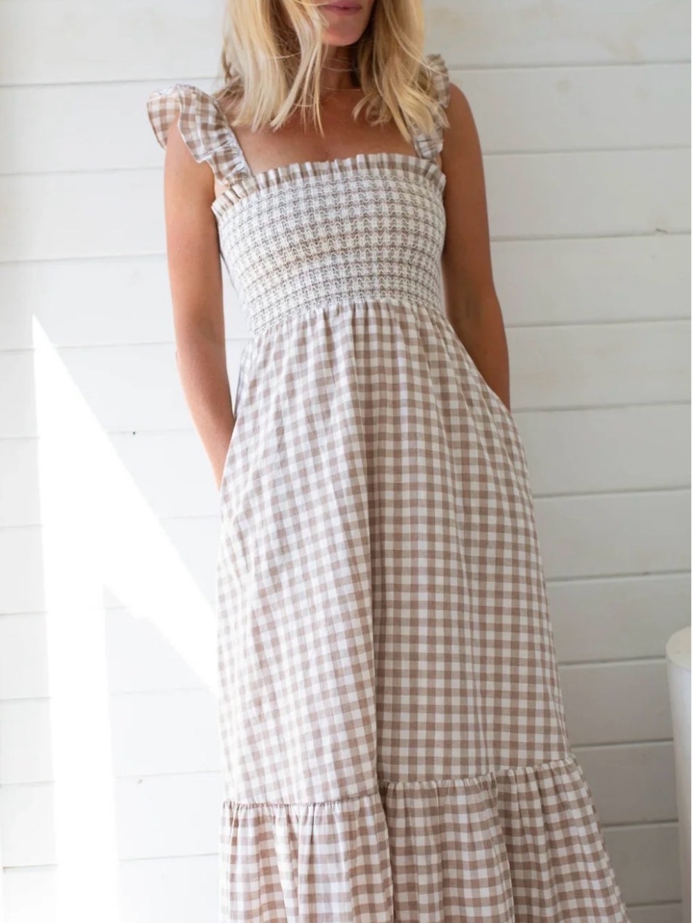 Marea Sasco Dress - Dune Gingham Size small